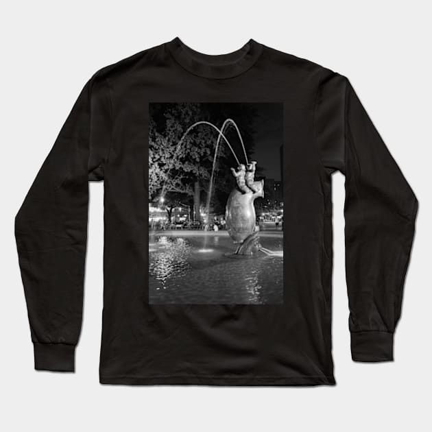 Fountain At Night Long Sleeve T-Shirt by wlotus